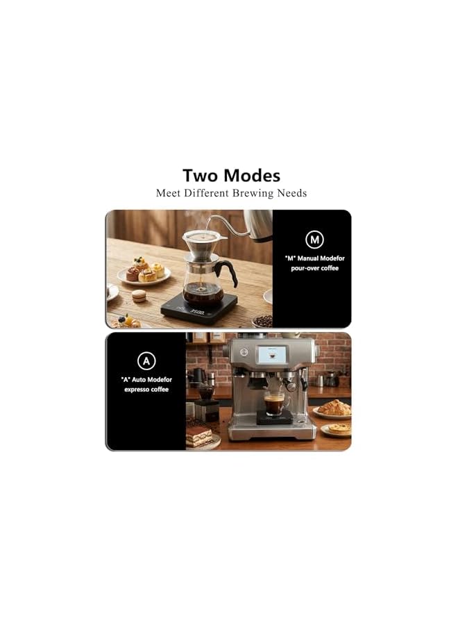 S-TOP Digital Coffee Scale with Timer - 3kg/0.1g High Precision Espresso Scale, Hidden LED Screen & Touch Buttons, USB Type-C Rechargeable, for Pour-Over, Kitchen & Baking (Black),with Silicone Cover - Image 3