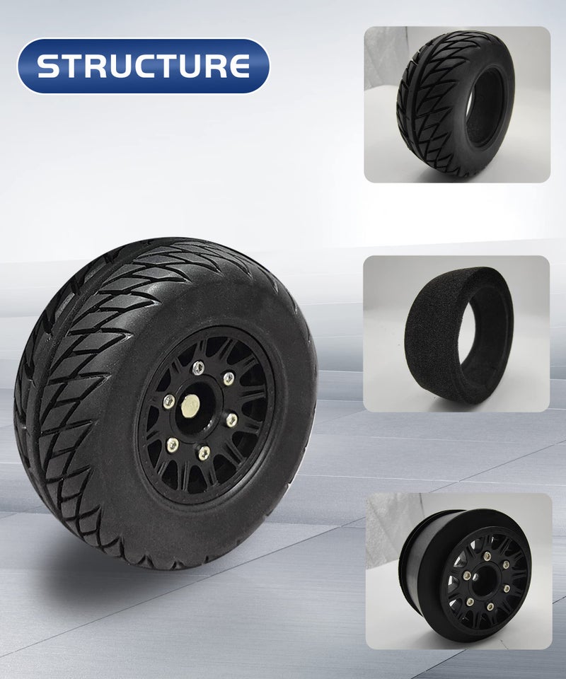 HOPLEX RC Short Course Truck Tires with Foam Inserts for 1/10 Scale Arrma Senton Tires Traxxas Slash Tires Axial Redcat Rc4wd Hex Detachable Replacement 17mm 14mm 12mm RC Wheels and Tires - Image 5