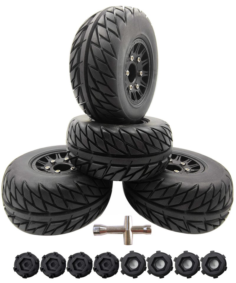 HOPLEX RC Short Course Truck Tires with Foam Inserts for 1/10 Scale Arrma Senton Tires Traxxas Slash Tires Axial Redcat Rc4wd Hex Detachable Replacement 17mm 14mm 12mm RC Wheels and Tires - Image 1