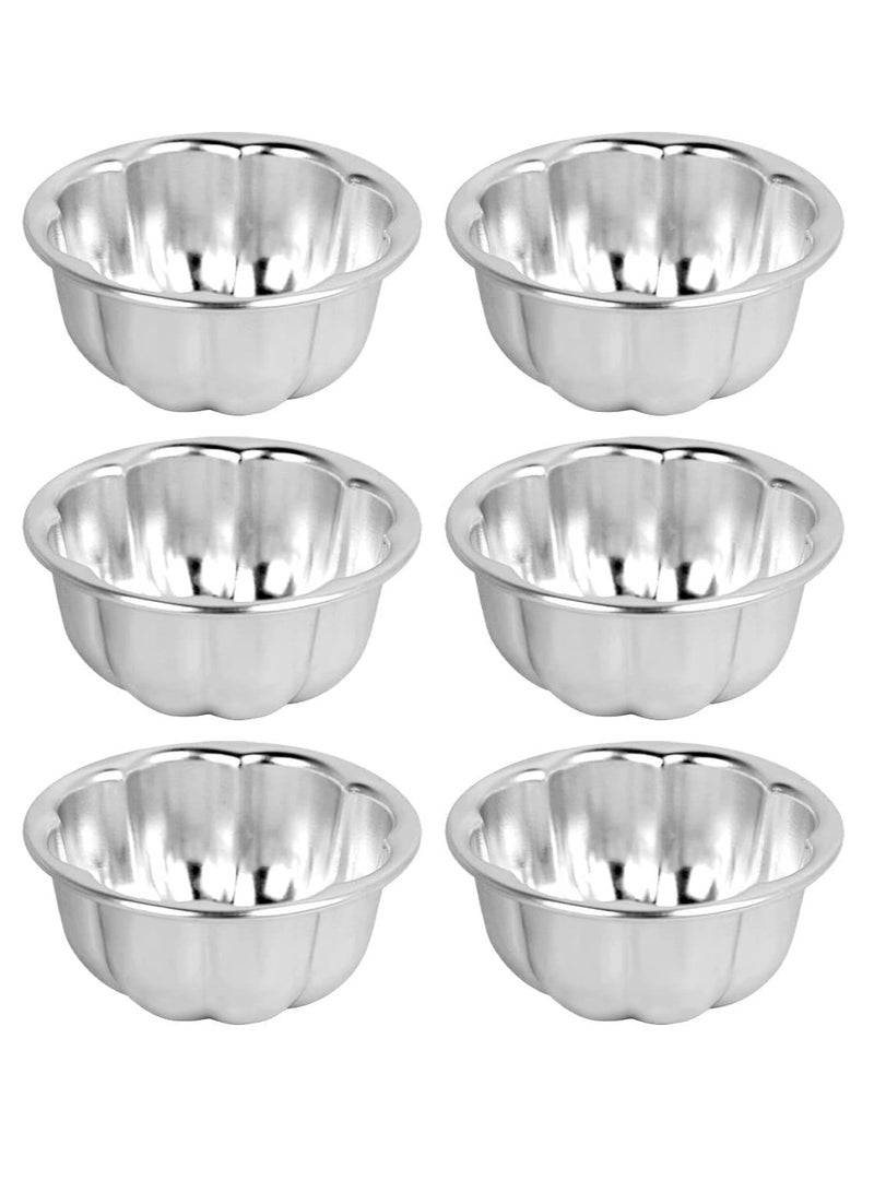 Relex Nonstick Egg Tart Molds, Flower Shape Pudding Pan, Cupcake Muffin Cups, Aluminum Alloy Cake Tartlets Baking Tool, Silver - Image 1