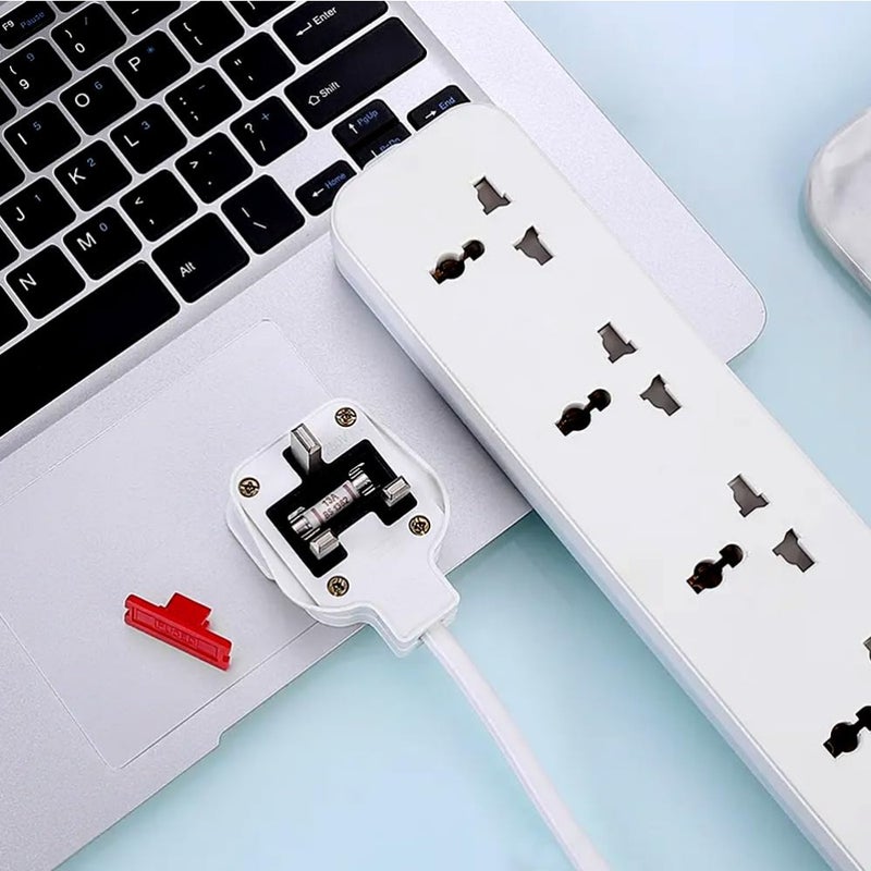 مقبس تمديد للاستخدام المنزلي والمكتبي، كابل PVC ومبيت ABS، أبيض، طول 3 أمتار مع مصراع أمان ومؤشر LED - Image 5