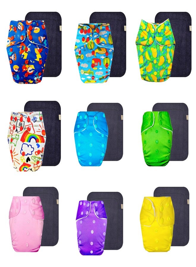 حفاضات قماشية فاخرة من دمبلدو مع حشوة سوداء (عبوة من 9) | ملائمة تمامًا | قابلة لإعادة الاستخدام والغسل | سهلة التنظيف | مثالية للأطفال الصغار | من 3 أشهر إلى 3 سنوات | للجنسين - Image 1
