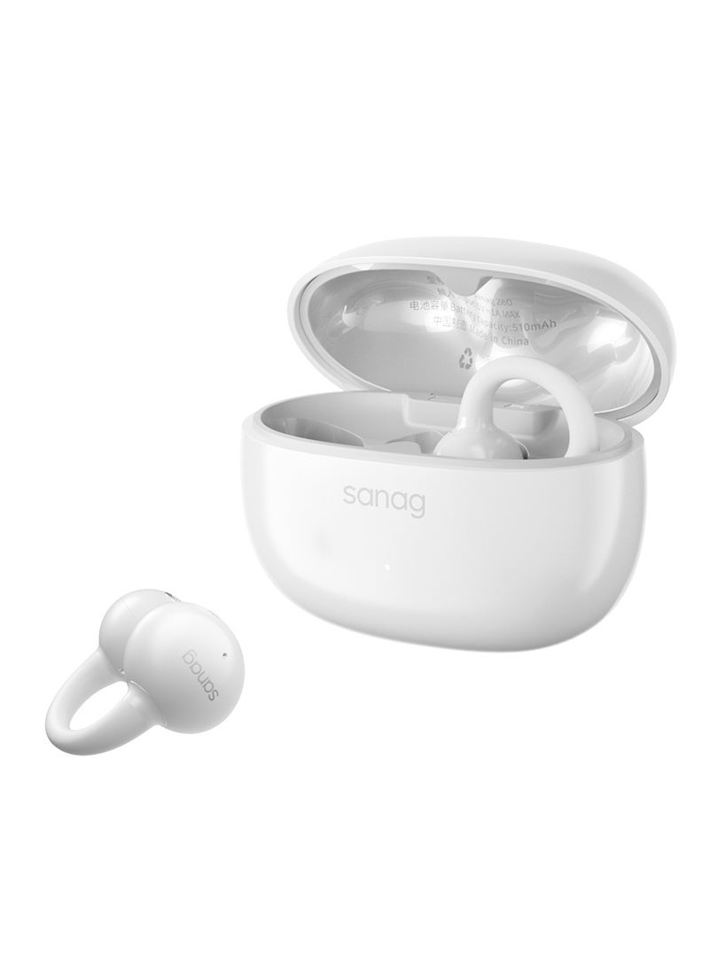 sanag Z60S Open-Ear Clip Earbuds, 5.1g Ultra-Light Comfort, 50H Long Battery, Immersive Sound, Fashionable Design, Clear Call, Noise Resistance, IPX4 Waterproof, Smart App Control, iOS And Android White - Image 1