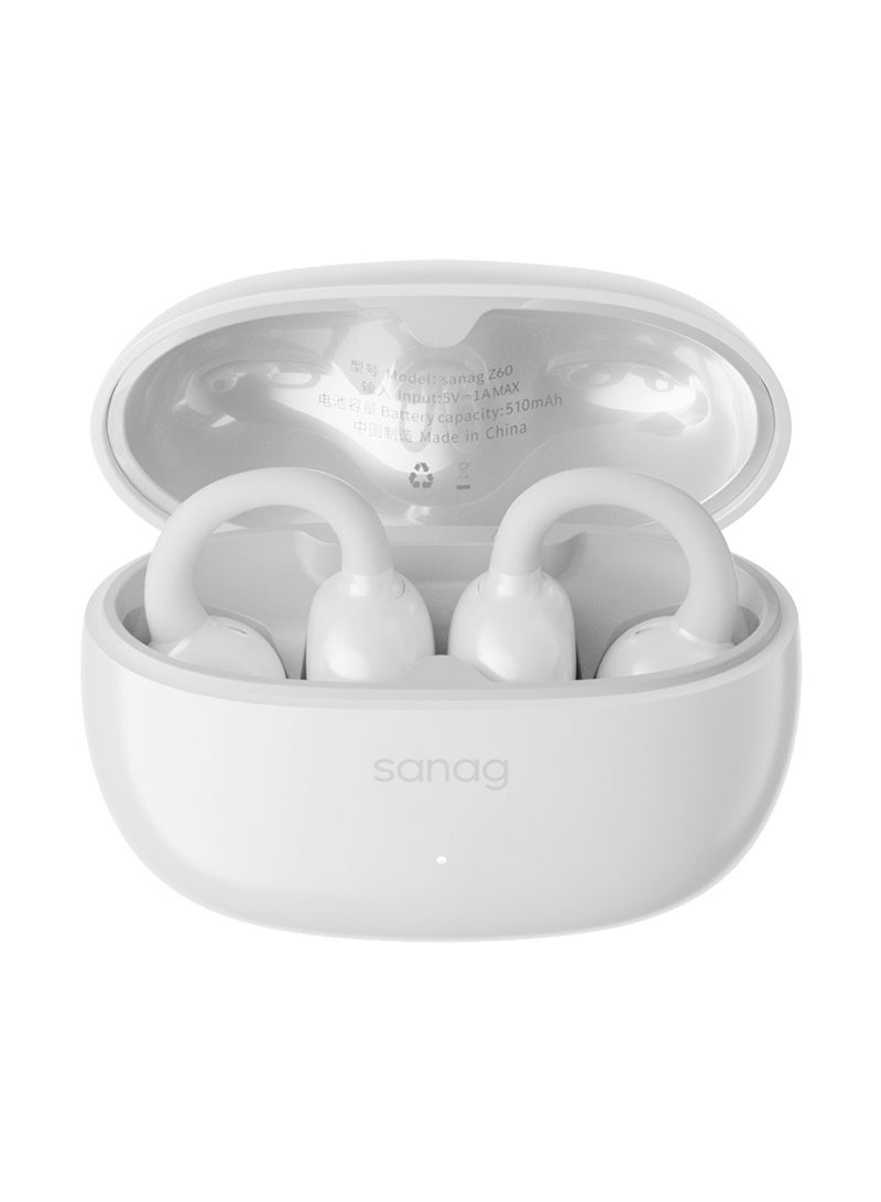 sanag Z60S Open-Ear Clip Earbuds, 5.1g Ultra-Light Comfort, 50H Long Battery, Immersive Sound, Fashionable Design, Clear Call, Noise Resistance, IPX4 Waterproof, Smart App Control, iOS And Android White - Image 2