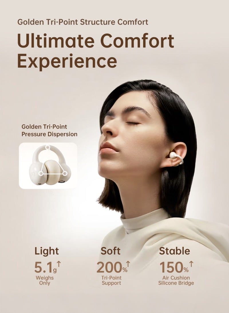 sanag Z60S Open-Ear Clip Earbuds, 5.1g Ultra-Light Comfort, 50H Long Battery, Immersive Sound, Fashionable Design, Clear Call, Noise Resistance, IPX4 Waterproof, Smart App Control, iOS And Android White - Image 5