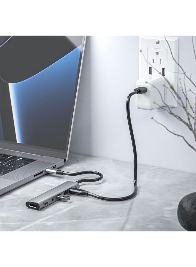 Union Star Ulanx Type-C To Hdmi Docking Station Six In One Usb-C Splitter 3.5Mm Headphone 4K Adapter For Huawei Xiaomi Notebook Laptop Smartphone Tablet Converter - Image 4