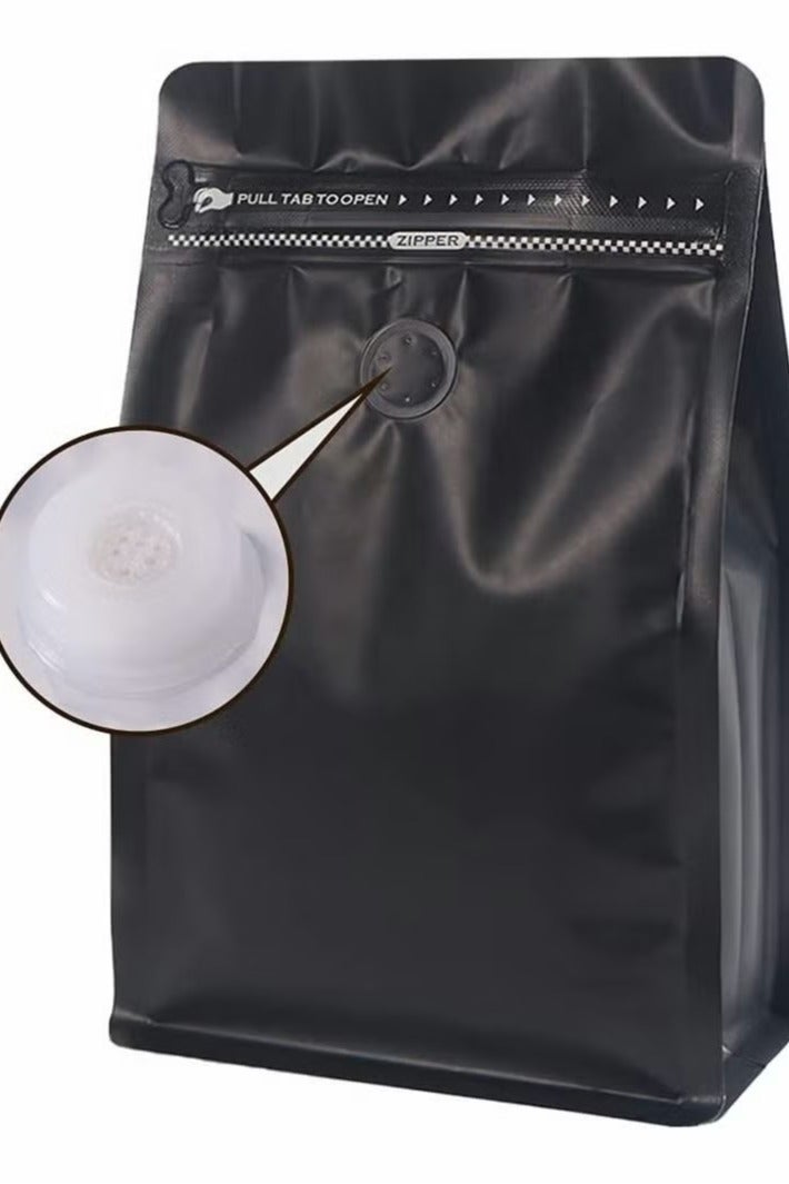 Coffee Storage, Coffee Bags with Valve Black High Barrier Aluminum Foil Flat Bottom Standing Coffee Beans Storage Bags, Reusable Heat Sealable Side Zipper Pouches for Home or Store (20pcs,8 oz,1/2 lb)