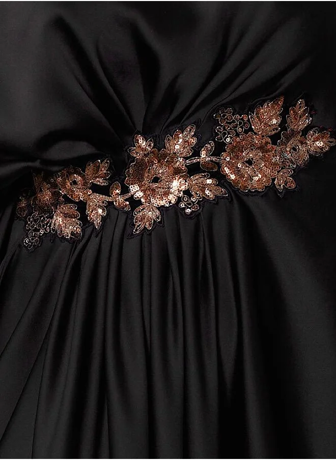 ECSTACY Embellished Pleated Maxi Dress