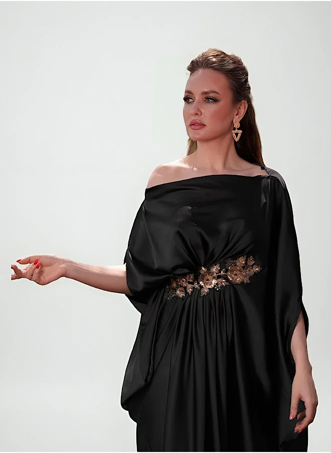 ECSTACY Embellished Pleated Maxi Dress