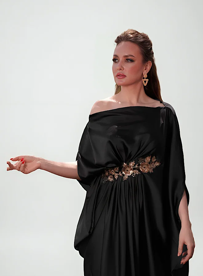 ECSTACY Embellished Pleated Maxi Dress