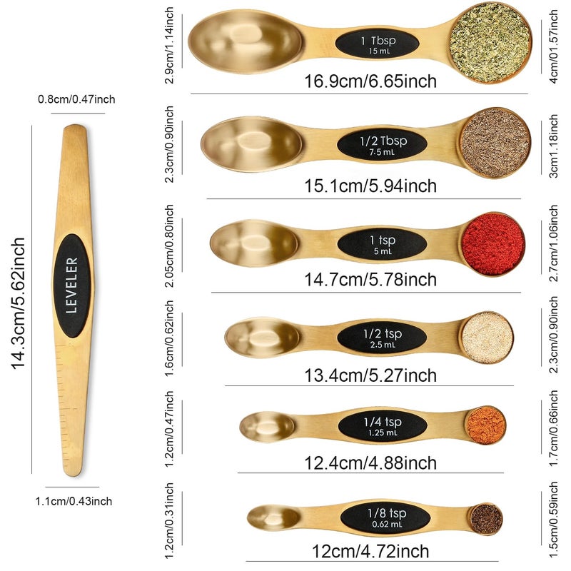 BIDFUL Magnetic Measuring Spoons Set Stainless Steel with Leveler, Stackable Metal Tablespoon Measure Spoon for Baking, Measuring Cups and Spoon Set Kitchen Gadgets Apartment Essentials Fits - Image 2