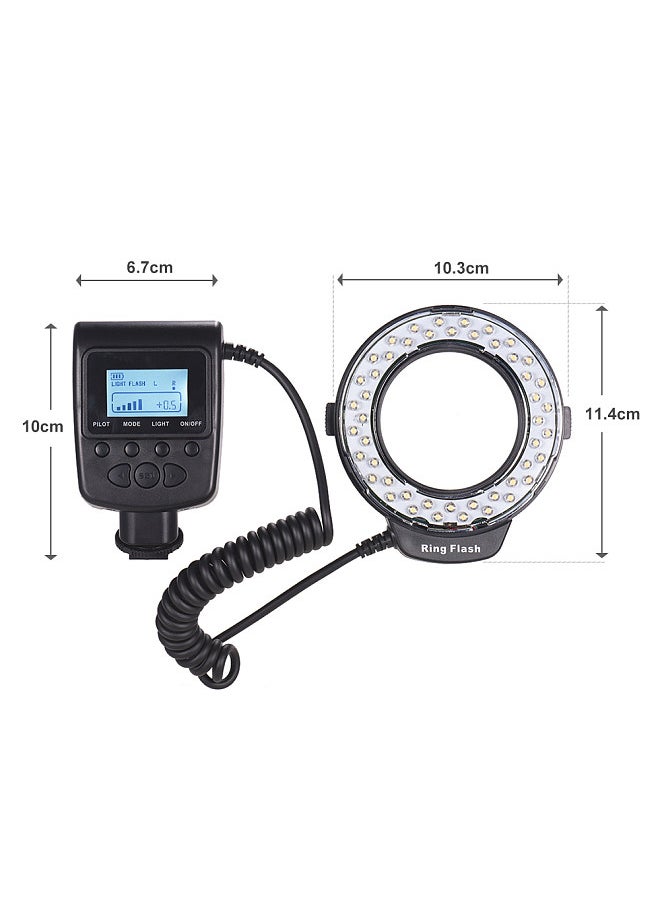 Generic - HD-130 Macro LED Ring Flash Light LCD Display 3000-15000K GN15 Power Control with 3 Flash Diffusers 8 Adapter Rings for Cameras - Image 1