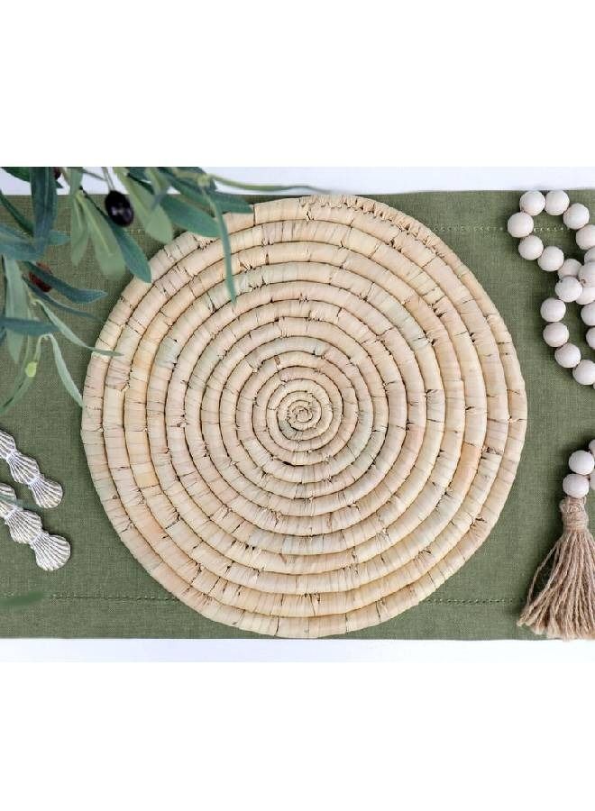 Boho Coastes Placemat Handmade Plants Dining Rattan Cup Insulator  - Image 1