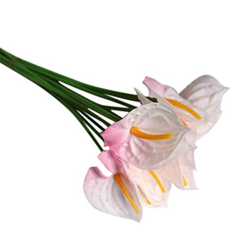 20Pcs Artificial Anthurium Flowers Real Touch Fake Flower for Home Decor Floral Arrangements Bouquets Pink