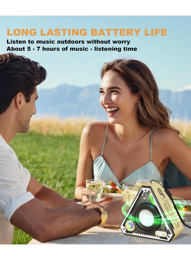 مكبر صوت بلوتوث صغير محمول مزود بإضاءة LED وحبل حمل - صوت محيطي 360 درجة، اقتران TWS، تصميم عصري واضح - مثالي للسفر، والأنشطة الخارجية، والمنزل، والنساء، والفتيات، والأولاد لون ابيض - Image 5
