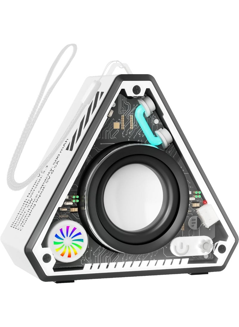 مكبر صوت بلوتوث صغير محمول مزود بإضاءة LED وحبل حمل - صوت محيطي 360 درجة، اقتران TWS، تصميم عصري واضح - مثالي للسفر، والأنشطة الخارجية، والمنزل، والنساء، والفتيات، والأولاد لون ابيض - Image 1