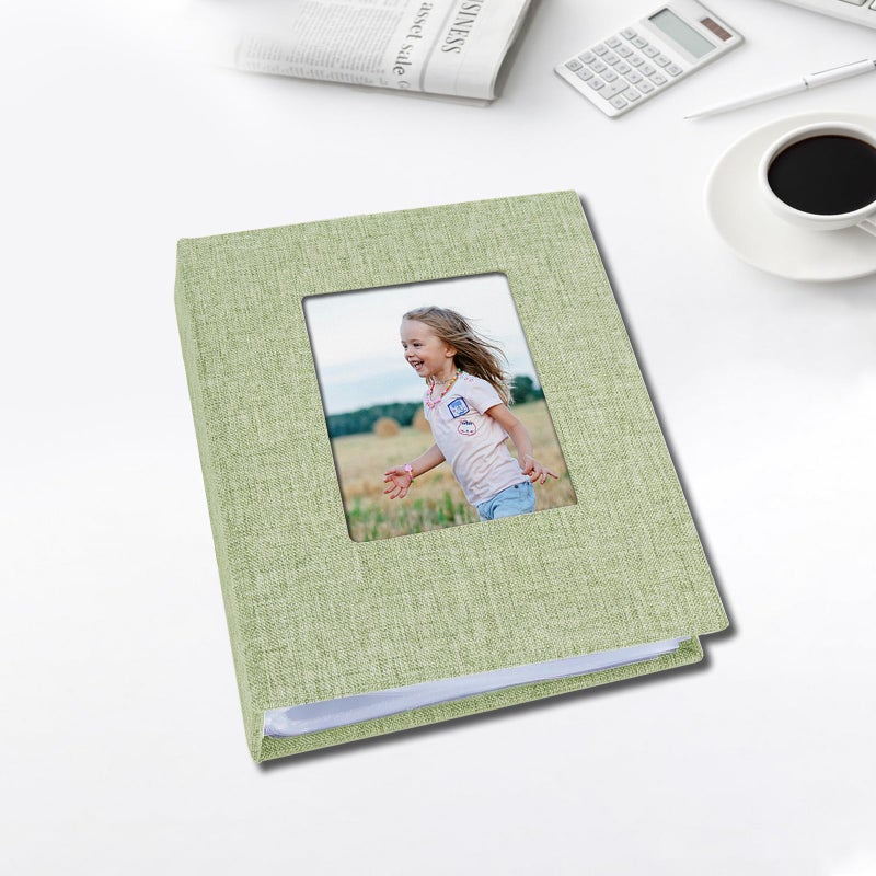 Sprsthai 4x6 Small Photo Album Photos Book, Linen Cover Photo Album, 50 Page Holds 100 Pictures, photobook for Anniversaries Vacations, Green - Image 2