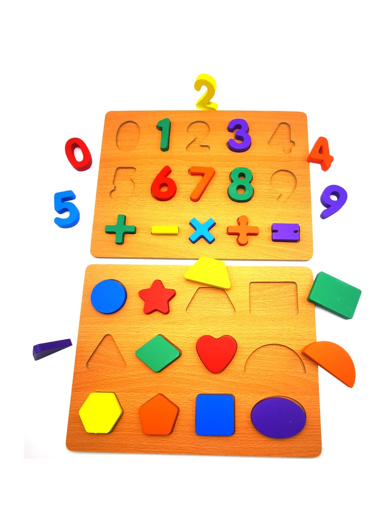 asmat Educational Wooden Puzzle for Toddlers – Numbers, Shapes, and Counting Board , Kids Learning Board ,Fun Educational Toys for Toddlers and Preschoolers(In 1 pair)  - Image 2