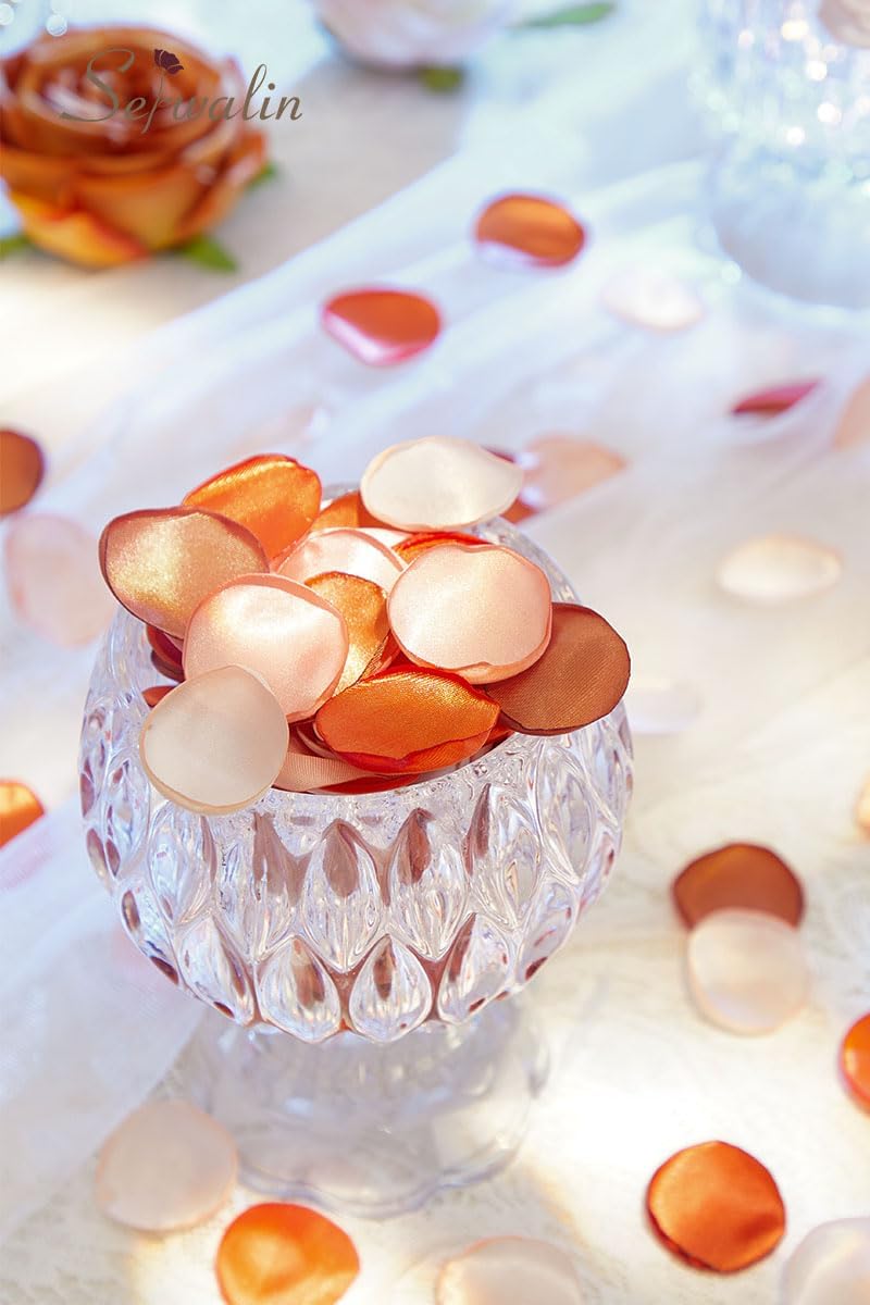 Serwalin 300Pcs Silk Rose Petals Artificial Flower Petals for Weddings Fake Rose Orange Petals Proposal for Wedding Basket Aisle Runner Bridal Shower (4 Color Mixes) - Image 5