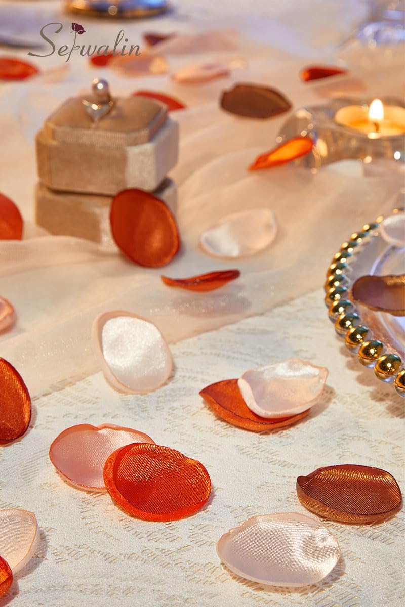 Serwalin 300Pcs Silk Rose Petals Artificial Flower Petals for Weddings Fake Rose Orange Petals Proposal for Wedding Basket Aisle Runner Bridal Shower (4 Color Mixes) - Image 3