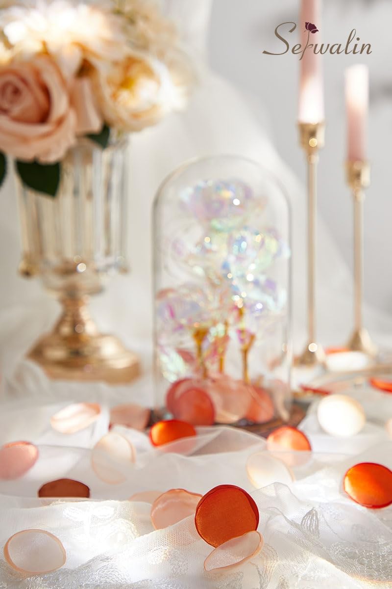 Serwalin 300Pcs Silk Rose Petals Artificial Flower Petals for Weddings Fake Rose Orange Petals Proposal for Wedding Basket Aisle Runner Bridal Shower (4 Color Mixes) - Image 4