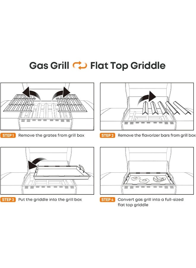 Stainless Steel Flat Top Griddle Full-Size Griddle Insert For Weber Genesis Ii And Genesis Ii Lx 300 Series Gas Grill  - Image 1