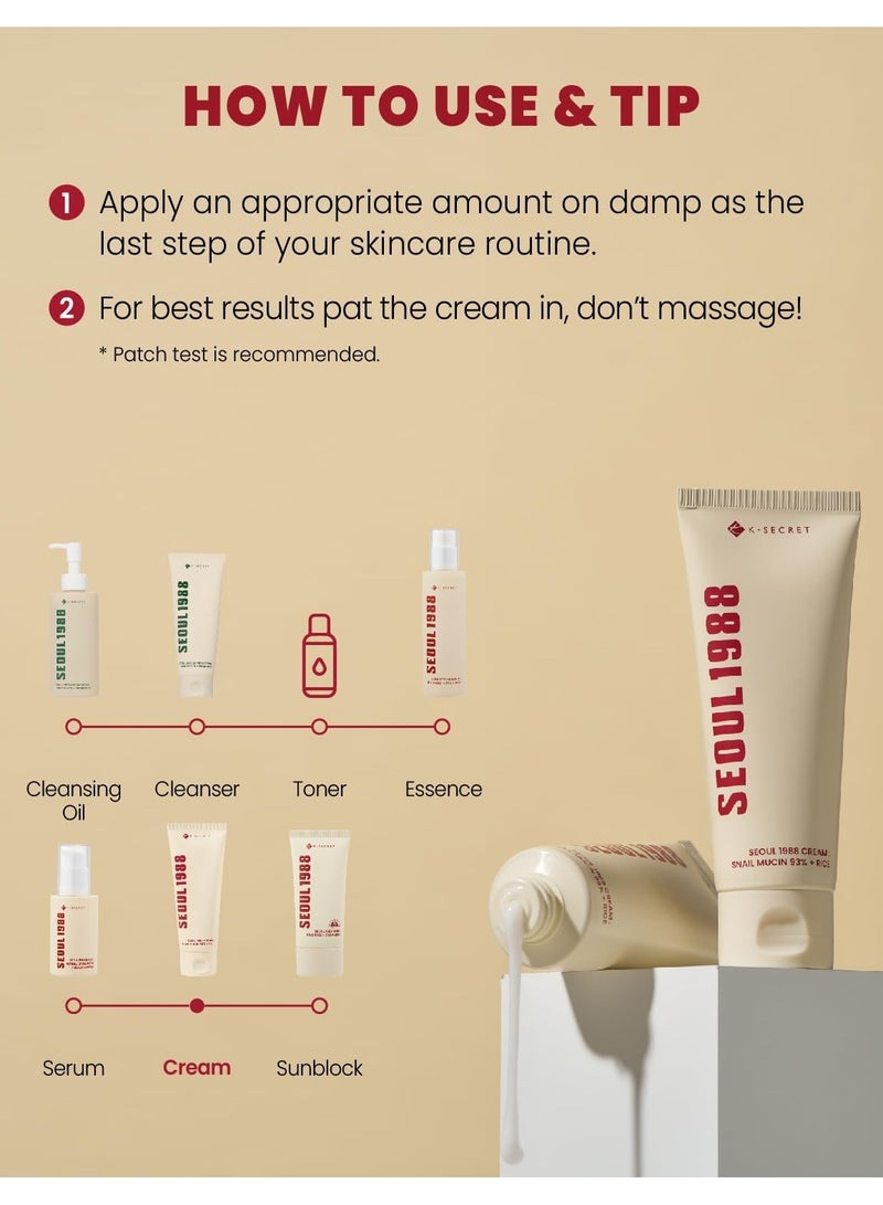 K-SECRET K-SECRET SEOUL 1988 Cream : Snail Mucin 93% + Rice - Image 3