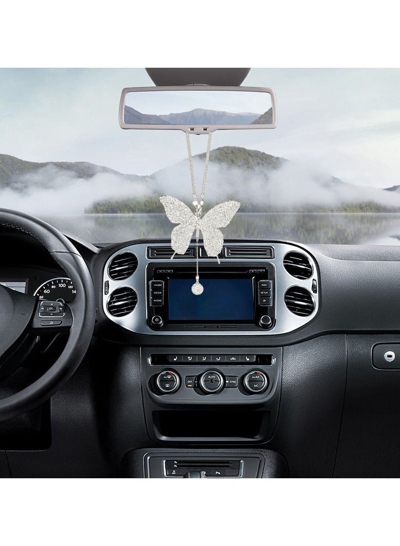 Butterfly Car Hanging Ornament Elegant Rhinestones Butterfly Car Charms for Rear View Mirror Car Accessories - Image 4