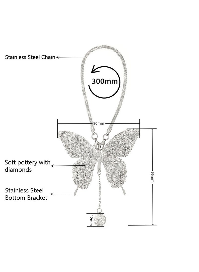 Butterfly Car Hanging Ornament Elegant Rhinestones Butterfly Car Charms for Rear View Mirror Car Accessories - Image 5