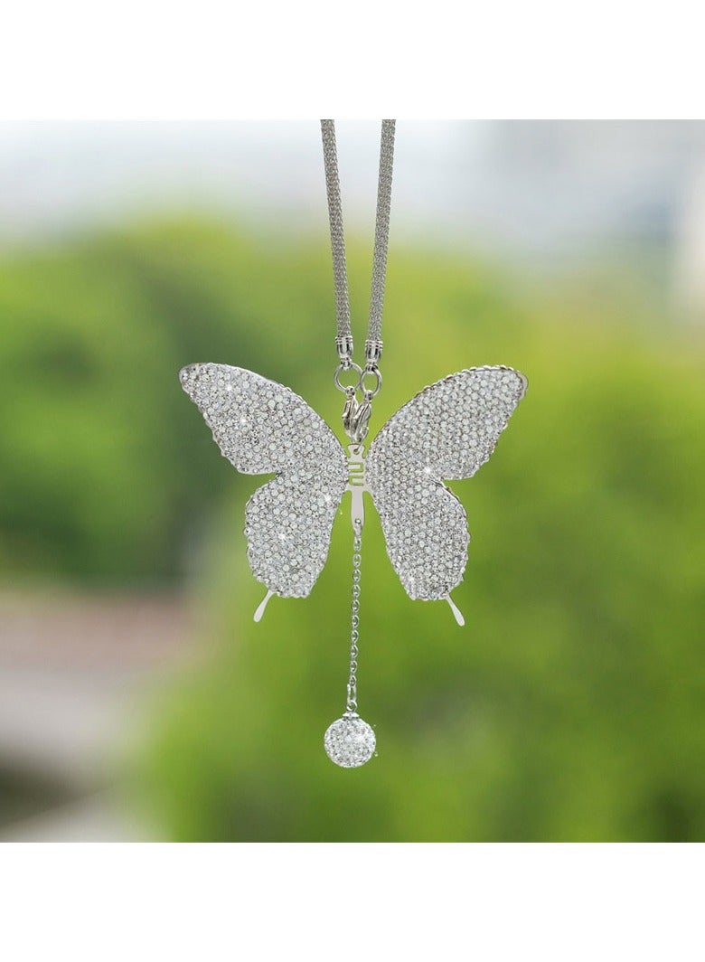 Butterfly Car Hanging Ornament Elegant Rhinestones Butterfly Car Charms for Rear View Mirror Car Accessories - Image 1