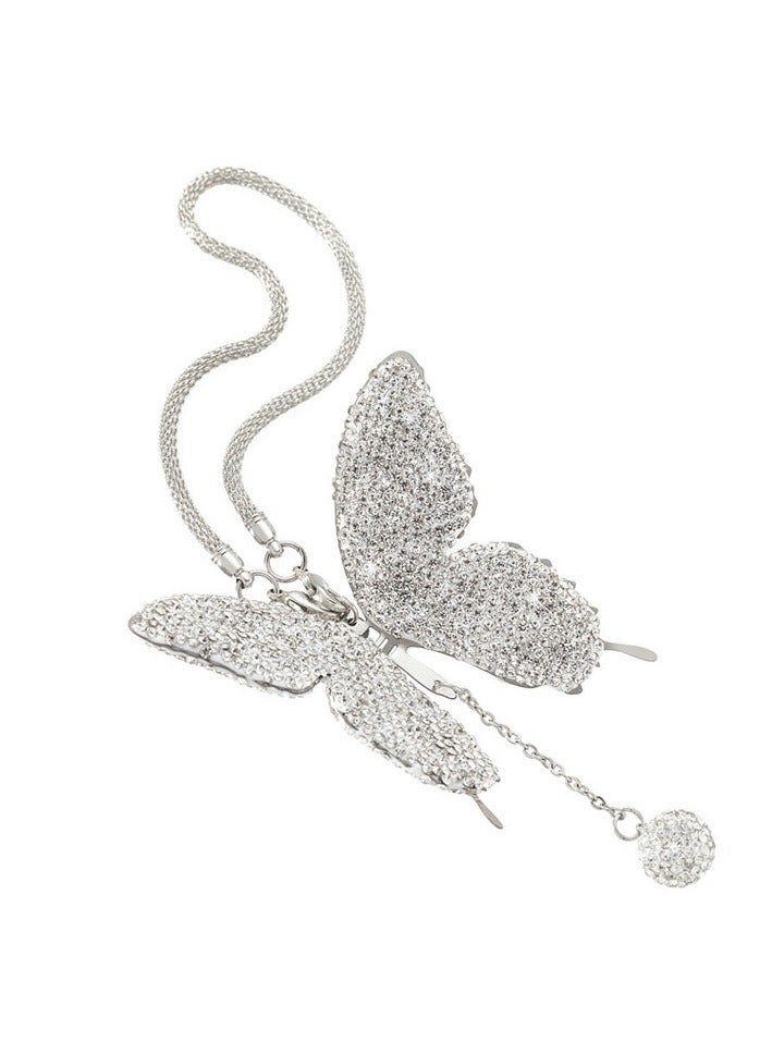 Butterfly Car Hanging Ornament Elegant Rhinestones Butterfly Car Charms for Rear View Mirror Car Accessories - Image 2