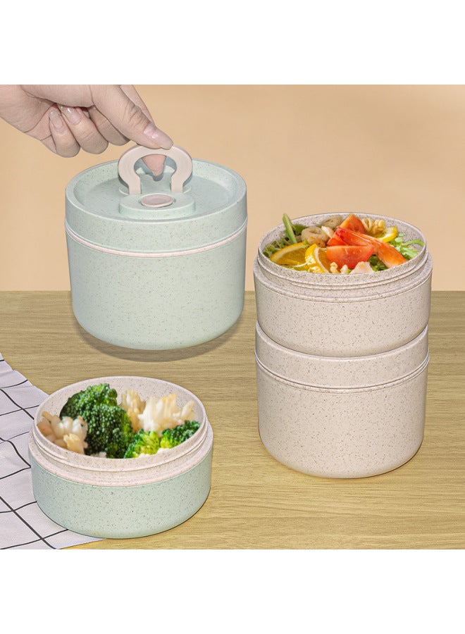 Daily Use Lunch Box/preservation Box Rice Box Durable Plastic Food Storage Container Leak-proof Seal Easy-carry Handle-Specifications:Large Round Green  - Image 5