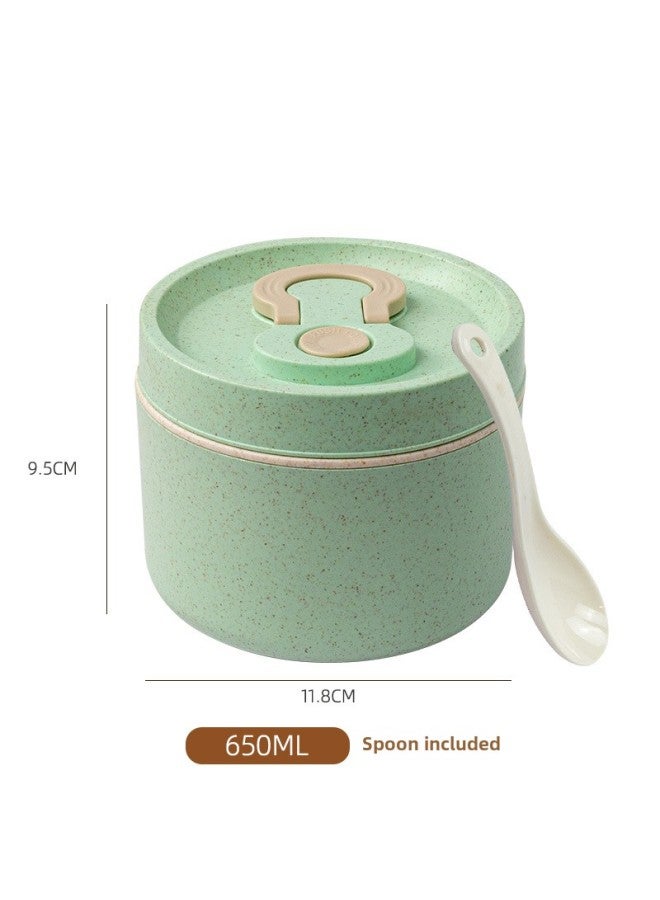 Daily Use Lunch Box/preservation Box Rice Box Durable Plastic Food Storage Container Leak-proof Seal Easy-carry Handle-Specifications:Large Round Green  - Image 1