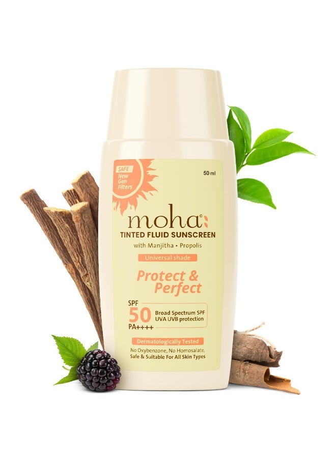 موها: سائل واقي شمس ملون بمعامل حماية SPF 50 PA++++، يحتوي على المانجيثا والعكبر (50 مل) - Image 1