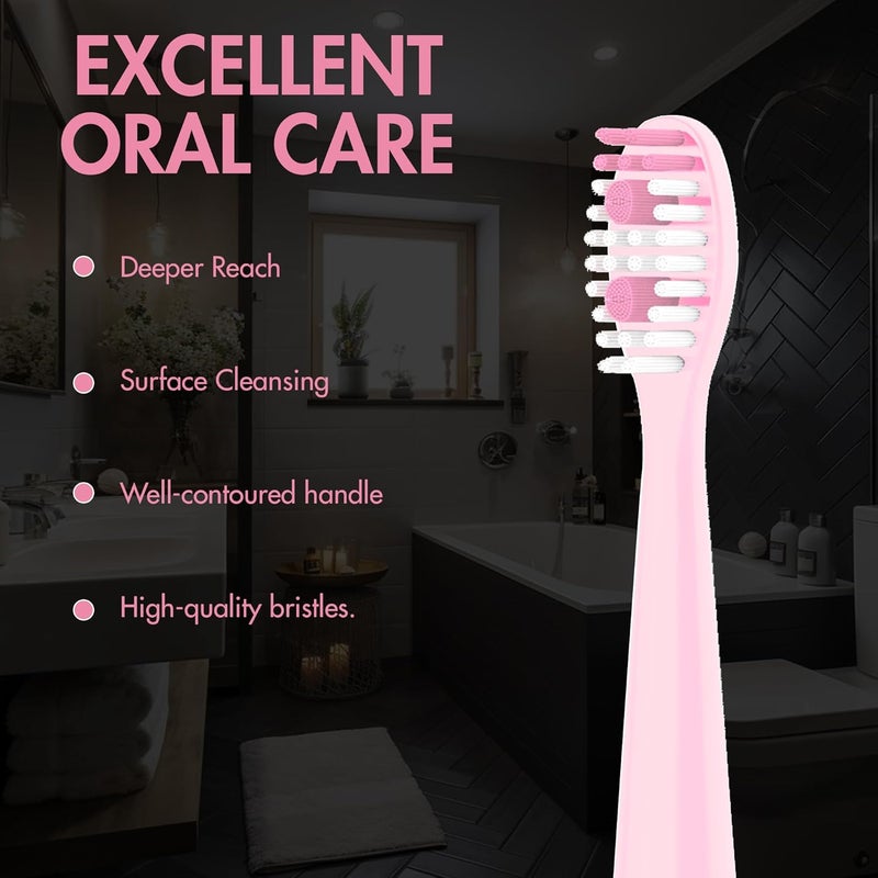 NetGen Sonic Electric Toothbrush for Adults with 5 Toothbrush Replacement Heads, 3 Brushing Modes & 2 Minutes Built-in Timer, Travel Toothbrushes with Inductive Charging, Rechargeable toothbrush | Pink - Image 5