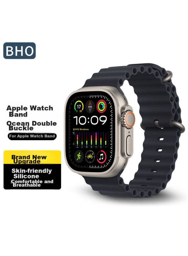 Bho مناسب لأربطة Apple Watch، Apple Watch S10/s9/ultra2 Ocean Band، Iwatch S8/7/6/5/4/se سوار السليكون للساعة - Image 1