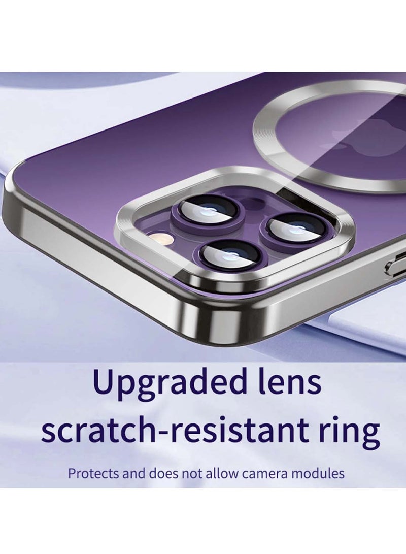 Wtech Apple iPhone 16 Pro Max Magsafe Shockproof Luxury Plating Hybrid Clear PC Case Cover - Natural Titanium - Image 3