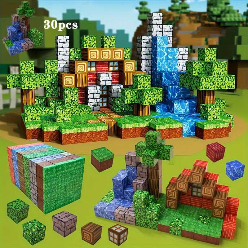 30/50/100pcs Magnetic Building Blocks Set - Build Magnet scene, Educational Construction Toy Kids,Birthday Architecture & Geometric Shapes Toys