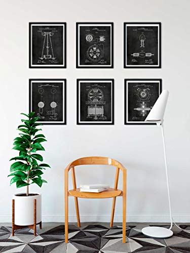 ArtCantHurtU Nikola Tesla Gifts for Engineers Steampunk Wall Decor SIX (8"x10") Unframed Wall Art Patent Prints Industrial Artwork Home Decor - Electrical, Coil, Nerd, Geek, Science, Physics Decorations - Image 3
