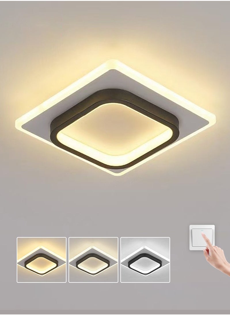 XiuWoo 1PC LED فلوش جبل ضوء السقف، مربع الحديثة السقف لاعبا اساسيا الإضاءة، 3000K أضواء السقف المدخل لغرفة المعيشة غرفة نوم غرفة الطعام مدخل المطبخ، أبيض وأسود  - Image 1