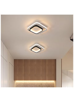 XiuWoo 1pc LED Flush Mount Ceiling Light, Square Modern Ceiling Light Fixture, 3000K Hallway Ceiling Lights for Living Room Bedroom Dining Room Kitchen Entryway, Black and White  - Image 2