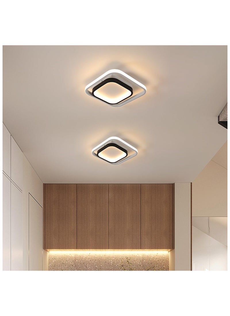 XiuWoo 1PC LED فلوش جبل ضوء السقف، مربع الحديثة السقف لاعبا اساسيا الإضاءة، 3000K أضواء السقف المدخل لغرفة المعيشة غرفة نوم غرفة الطعام مدخل المطبخ، أبيض وأسود  - Image 2