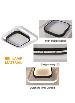 XiuWoo 1pc LED Flush Mount Ceiling Light, Square Modern Ceiling Light Fixture, 3000K Hallway Ceiling Lights for Living Room Bedroom Dining Room Kitchen Entryway, Black and White  - Image 5