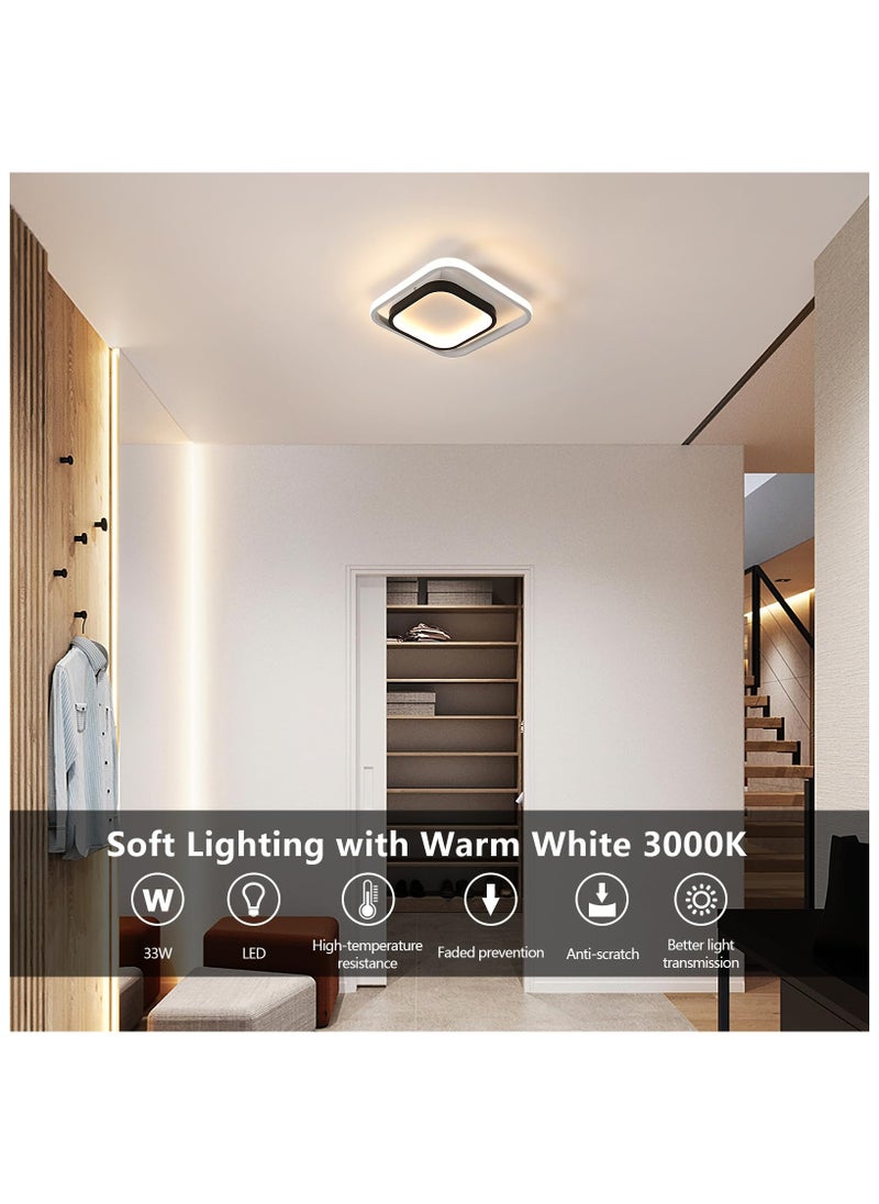 XiuWoo 1PC LED فلوش جبل ضوء السقف، مربع الحديثة السقف لاعبا اساسيا الإضاءة، 3000K أضواء السقف المدخل لغرفة المعيشة غرفة نوم غرفة الطعام مدخل المطبخ، أبيض وأسود  - Image 4