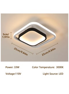 XiuWoo 1pc LED Flush Mount Ceiling Light, Square Modern Ceiling Light Fixture, 3000K Hallway Ceiling Lights for Living Room Bedroom Dining Room Kitchen Entryway, Black and White  - Image 3