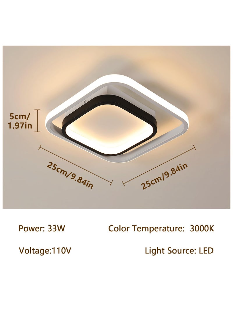 XiuWoo 1PC LED فلوش جبل ضوء السقف، مربع الحديثة السقف لاعبا اساسيا الإضاءة، 3000K أضواء السقف المدخل لغرفة المعيشة غرفة نوم غرفة الطعام مدخل المطبخ، أبيض وأسود  - Image 3