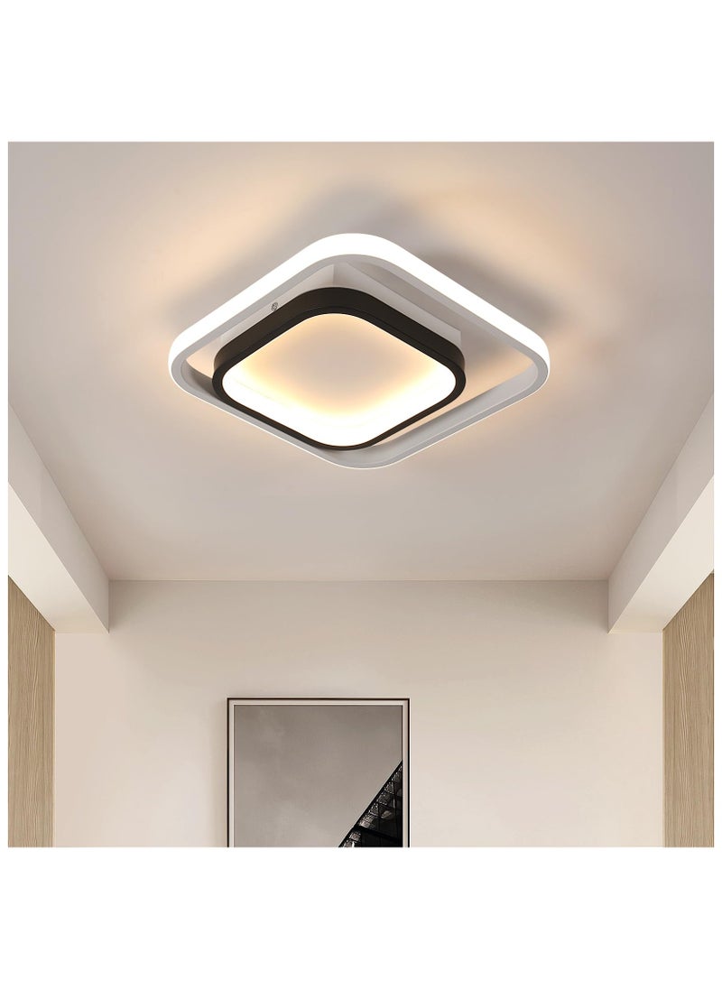 XiuWoo - 1PC LED فلوش جبل ضوء السقف، مربع الحديثة السقف لاعبا اساسيا الإضاءة، 3000K أضواء السقف المدخل لغرفة المعيشة غرفة نوم غرفة الطعام مدخل المطبخ، أبيض وأسود - Image 1