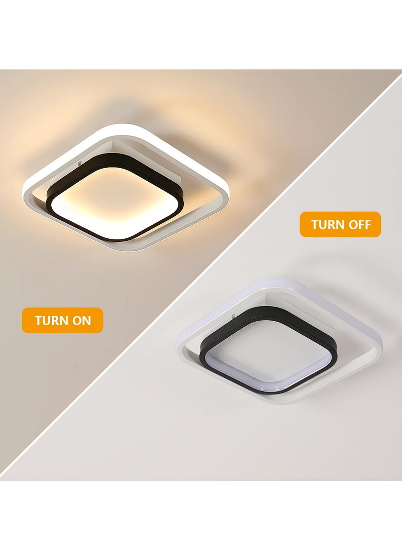 XiuWoo - 1PC LED فلوش جبل ضوء السقف، مربع الحديثة السقف لاعبا اساسيا الإضاءة، 3000K أضواء السقف المدخل لغرفة المعيشة غرفة نوم غرفة الطعام مدخل المطبخ، أبيض وأسود - Image 1