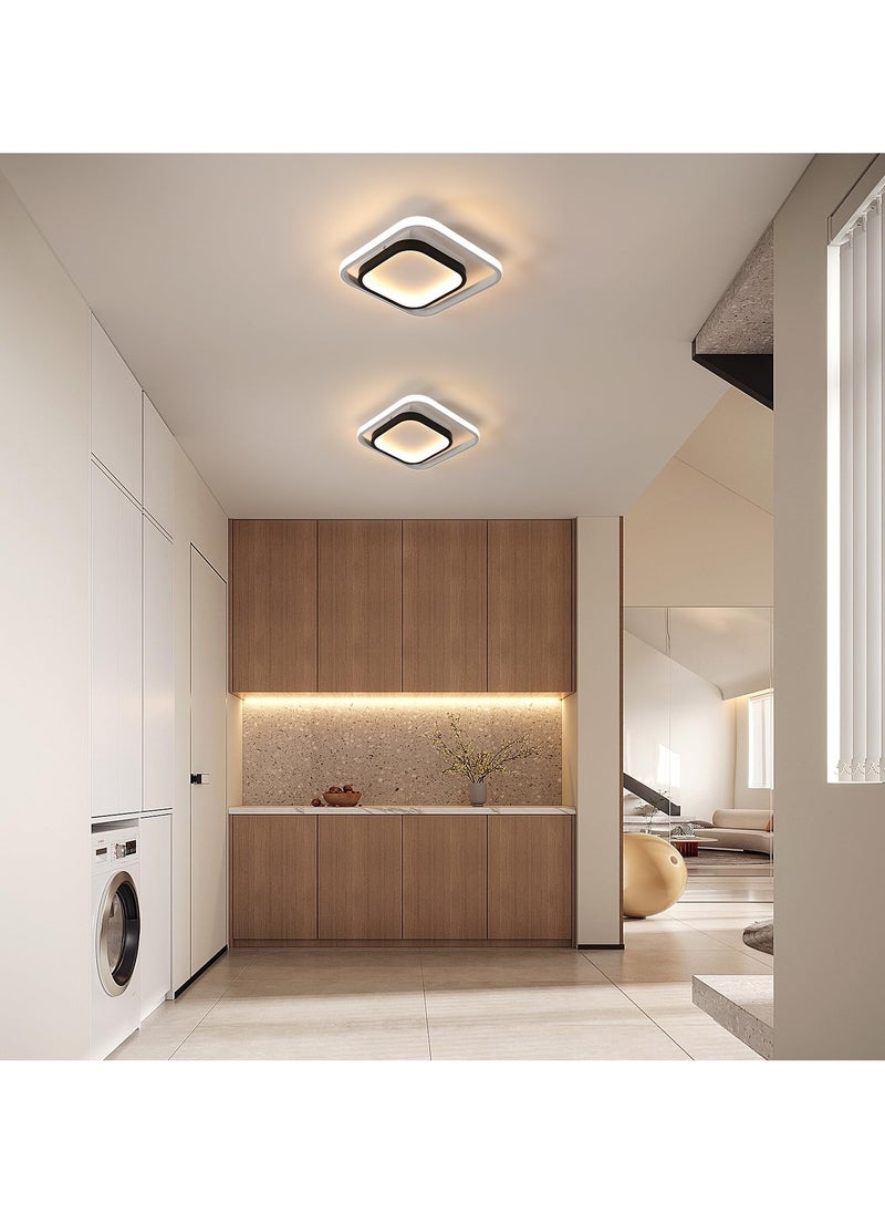 XiuWoo - 1PC LED فلوش جبل ضوء السقف، مربع الحديثة السقف لاعبا اساسيا الإضاءة، 3000K أضواء السقف المدخل لغرفة المعيشة غرفة نوم غرفة الطعام مدخل المطبخ، أبيض وأسود - Image 1
