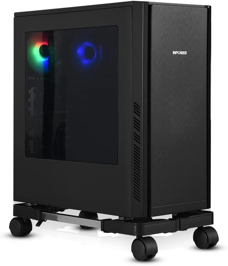 YOSE Computer Tower Stand, Adjustable Mobile CPU Stand with Rolling Caster Wheels, Premium PC Tower Stand Holder for Floor Carpet Gaming PC Case - Image 1